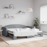 vidaXL Pat de zi cu extensie, gri deschis, 100x200 cm, textil