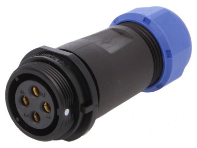 Mufă SP21 mamă 4 PIN IP68 30A 500V pentru lipire pe cablu foto