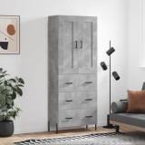 vidaXL Dulap &icirc;nalt, gri beton, 69,5x34x180, lemn compozit