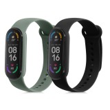 Set 2 Curele pentru Xiaomi Mi Smart Band 6/Mi Band 6/Mi Band 5, Kwmobile, Negru/Verde, Silicon, 57428.04