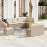 vidaXL Set canapele de grădină, 8 piese, cu perne, bej, poliratan