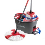 Mop rotativ microfibra Vileda Easy Wring Turbo + coada telescopica + galeata + pedala cu sistem stoarcere 360 + orificiu scurger