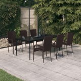 VidaXL Set mobilier de grădină, 7 piese, maro și negru