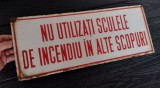 PANOU AVERTIZARE - RECLAMA VECHE COLECTIE - TABLĂ EMAILATĂ - LITERE &Icirc;N RELIEF - COMUNISM
