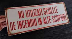 PANOU AVERTIZARE - RECLAMA VECHE COLECTIE - TABLĂ EMAILATĂ - LITERE &Icirc;N RELIEF - COMUNISM