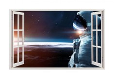 Autocolant decorativ, Fereastra, Planete, Multicolor, 83 cm, 115ST foto