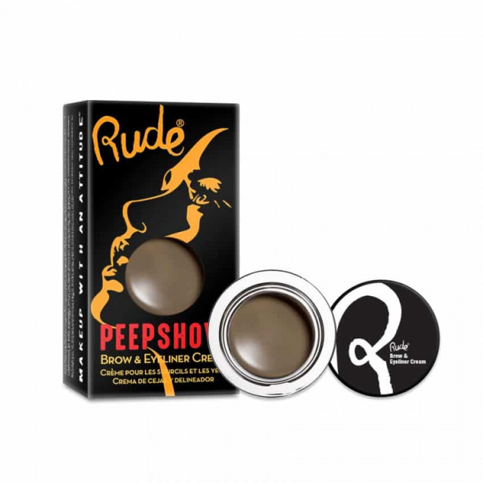 Eyeliner gel pentru spr&acirc;ncene și ochi RUDE PeepShow Brow&amp;Eyeliner Cream, 3g - 036 One On One