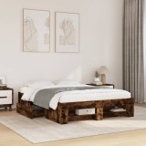 VidaXL Cadru pat fără saltea stejar afumat, 140x190 cm, lemn prelucrat