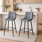 Cumpara ieftin Set 2 scaune de bucatarie/bar, Artool, Arceto, catifea gri, picioare metal negru, 43.5x32.5x104 cm