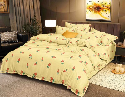 Lenjerie de pat pentru o persoana cu husa elastic pat si fata perna dreptunghiulara, Tasty Carrots, bumbac ranforce, gramaj tesatura 120 g/mp, multico foto