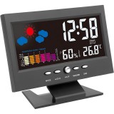 Ceas digital cu termometru si higrometru control vocal statie meteo alarma snooze senzor de sunet ecran lcd