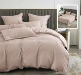 Lenjerie pat dublu,bumbac finet,6 piese,cearceaf normal 230x250cm, cearceaf pilota 200x230cm, 2 fete de perna 50x70, 2 fete de perna 70x70,cappuccino-, Ralex Pucioasa
