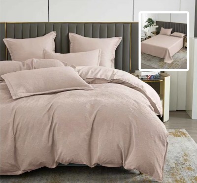 Lenjerie pat dublu,bumbac finet,6 piese,cearceaf normal 230x250cm, cearceaf pilota 200x230cm, 2 fete de perna 50x70, 2 fete de perna 70x70,cappuccino- foto