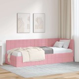 vidaXL Cadru de pat colțar cu headboard Roz 80 cm x 200 cm Catifea 42016371