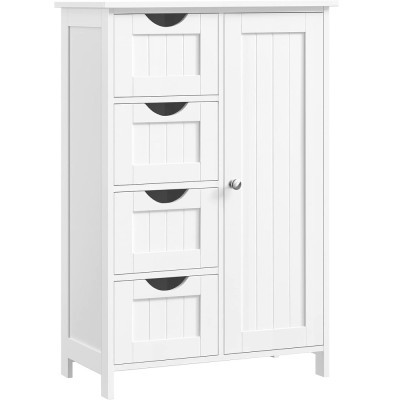 VASAGLE Dulap de depozitare pe podea pentru baie, din lemn, cu 4 sertare, 1 usa, rafturi reglabile, 30x55x82cm, alb Household NewTrend foto