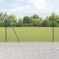 vidaXL Gard cu st&acirc;lpi Gri 25 x 1.5 m Oțel galvanizat vopsit &icirc;n pulbere