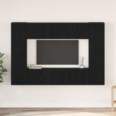 vidaXL Set comodă TV 8 pcs Stejar negru 60 x 30 x 30 cm Lemn compozit