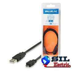 Cablu USB 2.0 plat- Micro USB B 1,00 m negru foto