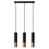 Lampă Suspendată Loopez Negru/Cupru Oțel 3 Bec Tub Modern De Interior