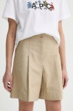 A.P.C. pantaloni scurți din bumbac short orlane femei, culoarea verde, uni, high waist, COHFU.F10214