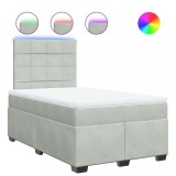 Cumpara ieftin Pat continental cu saltea, gri deschis, 120x200 cm, catifea