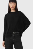 AllSaints pulover de l&acirc;nă ISLA culoarea negru, light, W004KD