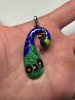 Pandantiv Argint 925 Paun Email Stilizat Mare 6cm 16g Vintage Unicat