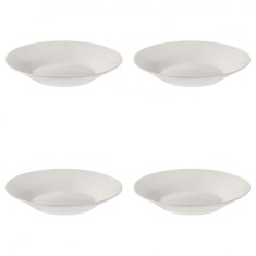 Set Farfurii 4 Piese, Farfurii Adanci, Portelan, Albe, diametru 22.5 cm