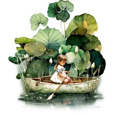 Sticker decorativ, Fetita, Verde, 69 cm, 1283STK-4
