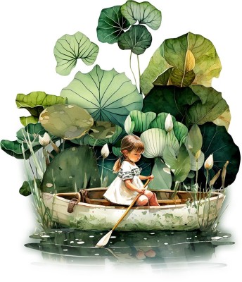 Sticker decorativ, Fetita, Verde, 69 cm, 1283STK-4 foto