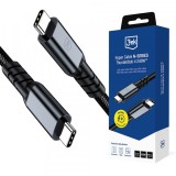 Cablu Date si Incarcare USB-C - USB-C 3MK Hyper N Thunderbolt 4, 240W, 2m, Negru