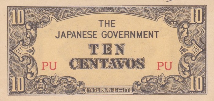 Bancnota Filipine 10 Centavos (1942) - P104a UNC ( ocupatia japoneza - vezi descriere )