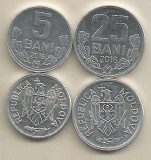 MOLDOVA SET / LOT 2 buc : 5 BANI + 25 BANI 2016 , a UNC, Europa, Aluminiu