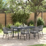 vidaXL Set de mese grădină Manual 7 pcs Gri Mare Metal &amp; Ratan
