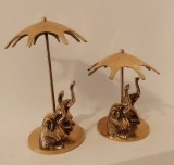 Set elefanti sub umbrelute din bronz
