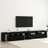 Set de 2 cabine TV cu lumini LED din lemn prelucrat de stejar negru, Cabinet TV vidaXL cu LED stejar negru 120x35x40 cm din lemn prelucrat