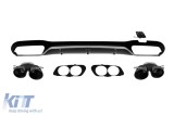 Difuzor tip E53 cu duze negre potrivit pentru bara spate A Design a Mercedes E-Class W213 sedan 2016-2022, lac negru cu garnitura cromata, -oo--oo- Pe