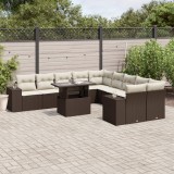VidaXL Set canapele de grădină cu perne, 11 piese, maro, poliratan 3269433