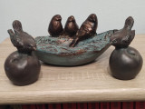 Lot de 3 decoratiuni / figurine / bibelouri din material compozit cu vrabiute -