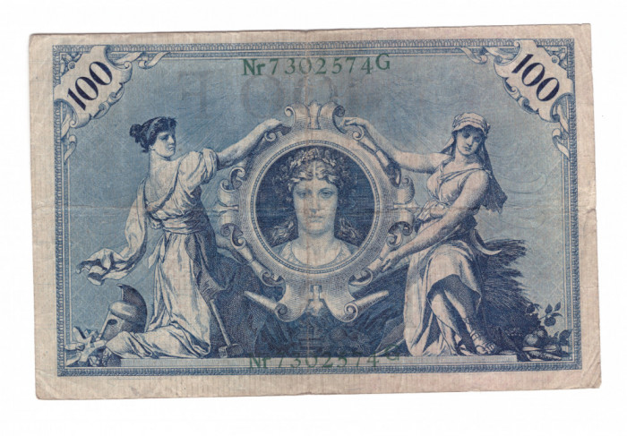 Bancnota Germania 100 mark/marci 7 februarie 1908, serie verde, stare buna