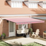 vidaXL Marchiză Retractabilă Automată cu LED Roșie și Albă 450x300 cm