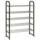 Suport pentru pantofi cu 5 rafturi, pliabil, 68 cm, negru