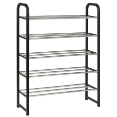 Suport pentru pantofi cu 5 rafturi, pliabil, 68 cm, negru