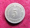 GERMANIA IMPERIU - 1891 5 Pfennig (KM# 11) Monetaria Muldenhutten (E) - F F RARA (305), Europa, Cupru-Nichel