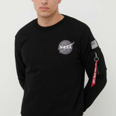 Alpha Industries bluză Space Shuttle Sweater bărbați, culoarea negru, cu imprimeu 178307.03-Black