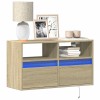 VidaXL Comodă TV de perete cu lumini LED, stejar sonoma, 80x31x45 cm 852329