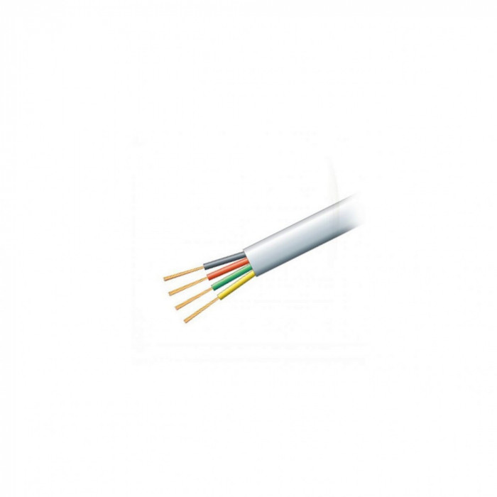 Cablu telefon 4 fire plat multifilar / TLIAPPYP 4 x (5 x 0,12mm) alb rola 100ml BBB