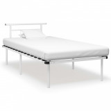 Cadru de pat, alb, 100 x 200 cm, metal, Cires, Dublu, Cu polite semirotunde, vidaXL