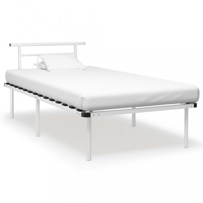 vidaXL Cadru de pat, alb, 100 x 200 cm, metal foto