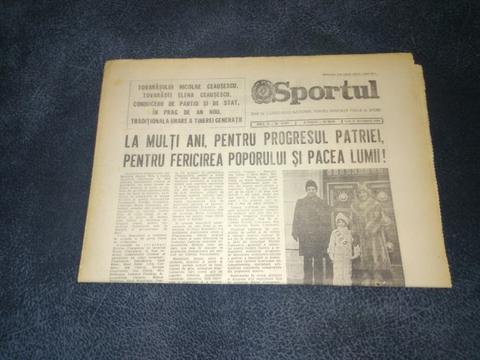 ZIARUL SPORTUL 31 DECEMBRIE 1984